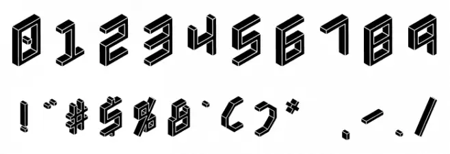 3D Isometric Black Font OTHER CHARS
