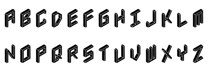 3D Isometric Black Font LOWERCASE