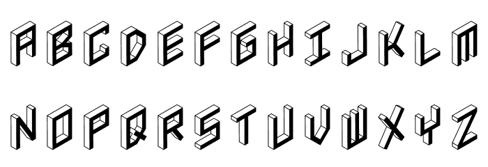 3D Isometric Bold Font LOWERCASE
