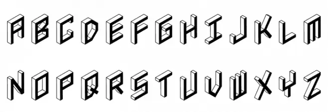 3D Isometric Bold Fuentes MINÚSCULAS