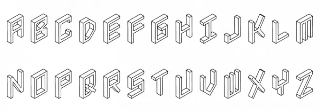 3D Isometric Schriftart Groß