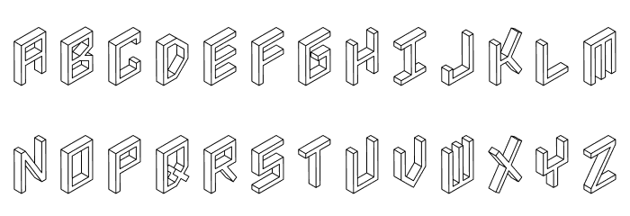 3D Isometric Fonte MINÚSCULAS