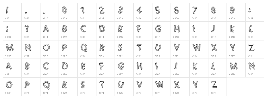 3D Letters Regular Character Map