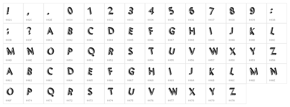 3D Letters Shadow Regular Character Map