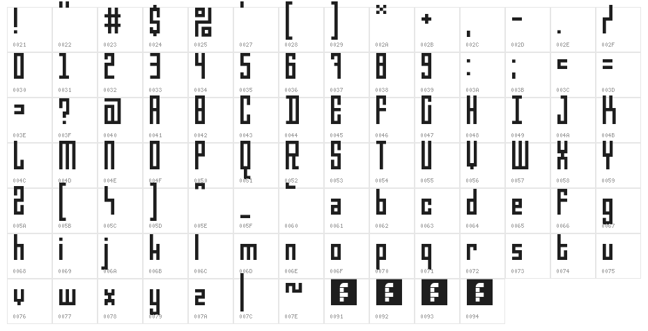5Darius  Regular Character Map