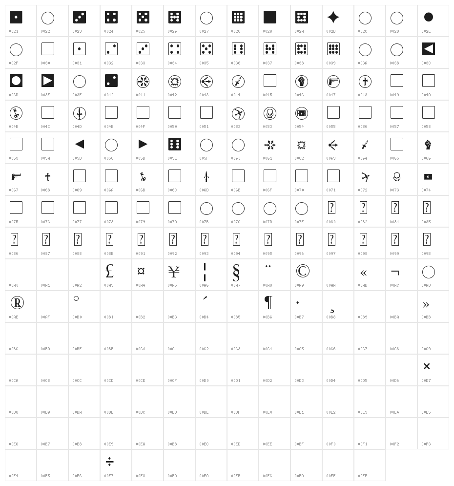 4EDings Character Map