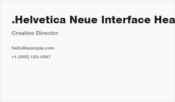.Helvetica Neue Interface Heavy Business Card