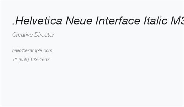 .Helvetica Neue Interface Italic M3 Business Card