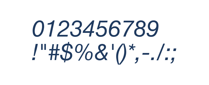 .Helvetica NeueUI Italic Other Characters