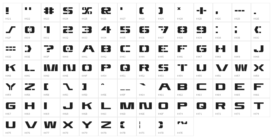 4KSTNCL Regular Character Map
