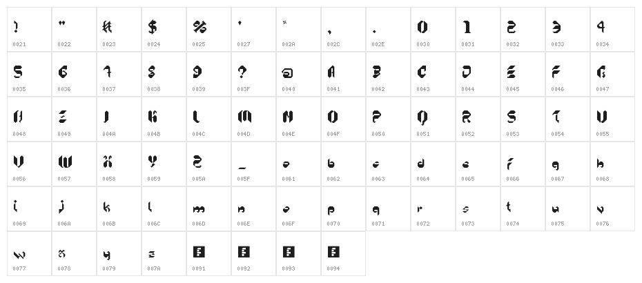 5Kreeper Regular Character Map
