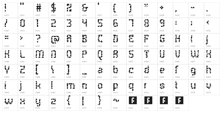 5Metrik Light Alien Regular Character Map