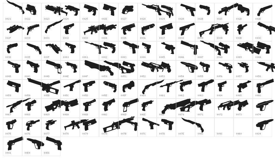 2nd Amendment 2050 Rotated Character Map