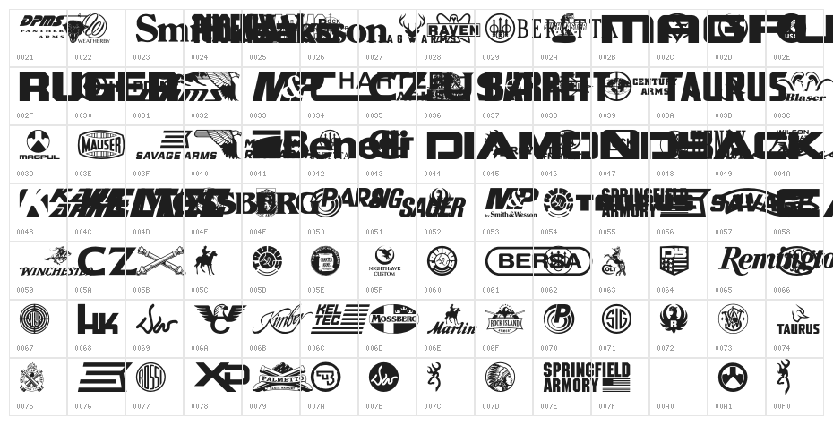 2nd Amendment Brands Character Map