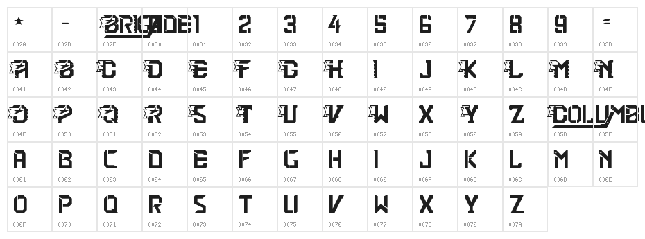 2nd Brigade Regular Character Map