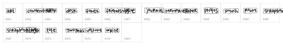 2Peas Blocks - Scrapbooking Character Map