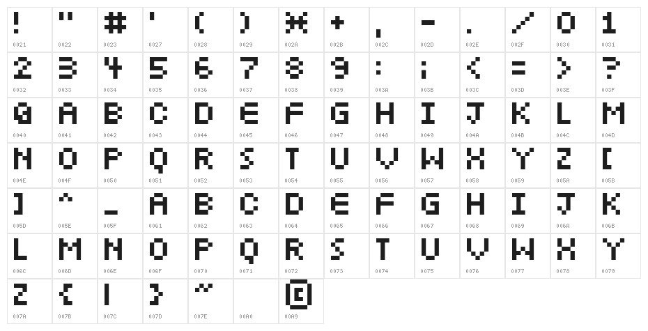 6pxbus Character Map