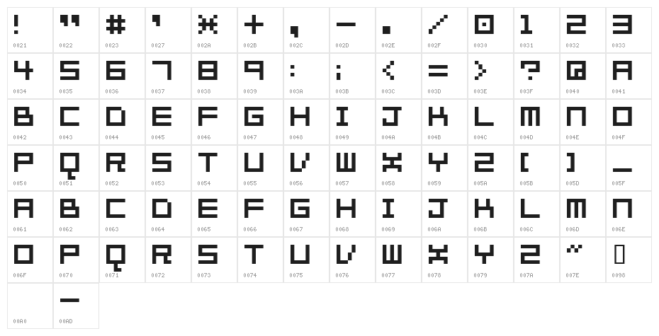 7px2bus Character Map