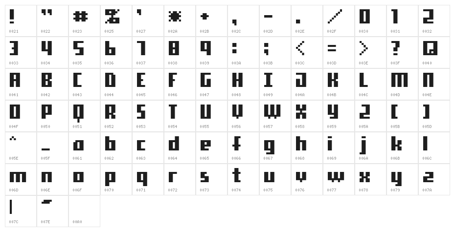 9px2bus Character Map