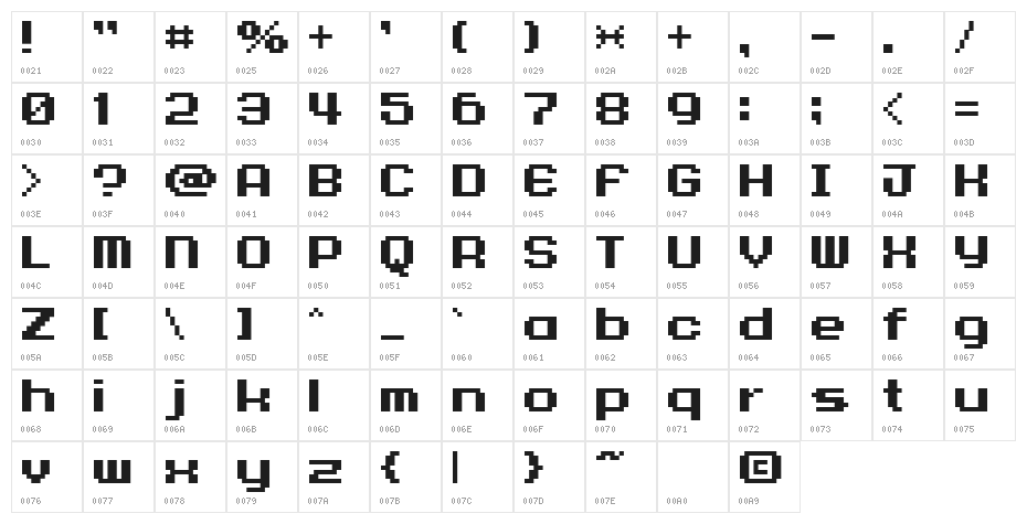 9px3bus Character Map
