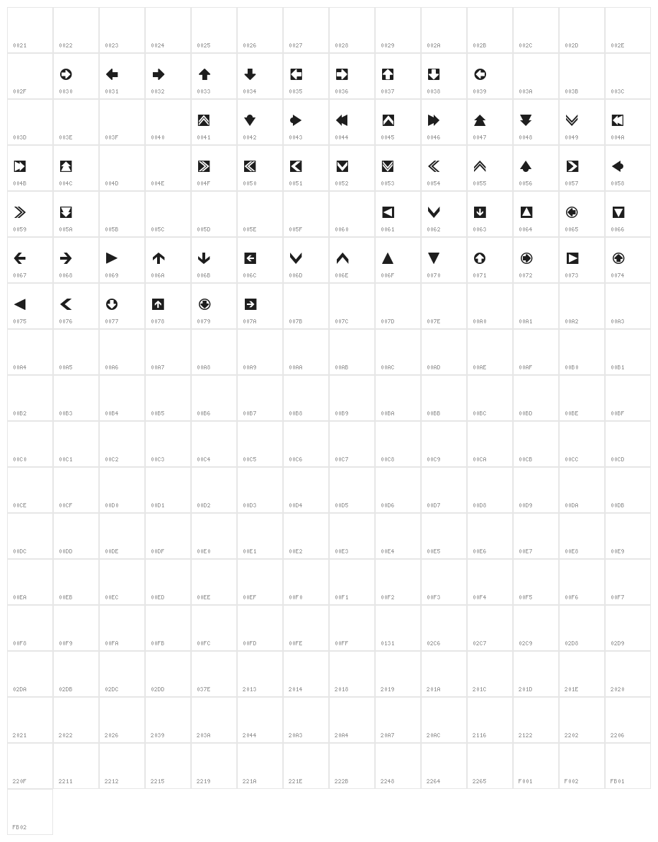 4rrows Character Map