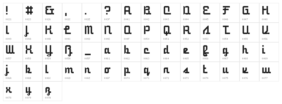 5Railway Script Regular Character Map
