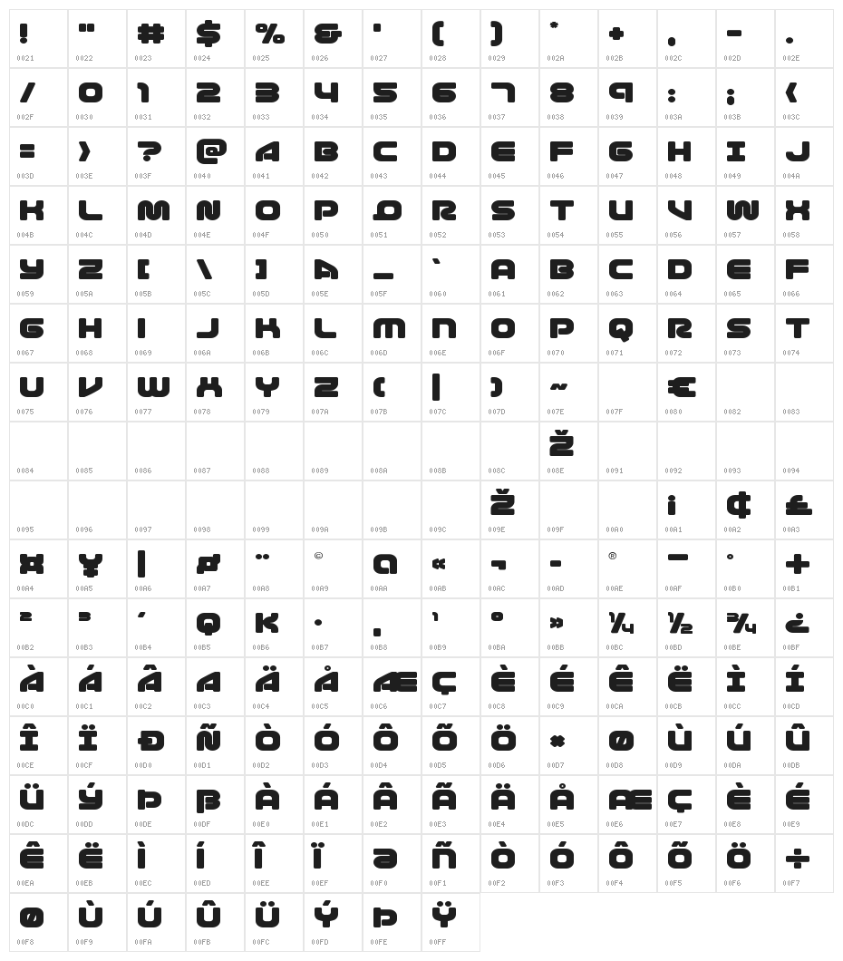 1st Enterprises Expanded Character Map