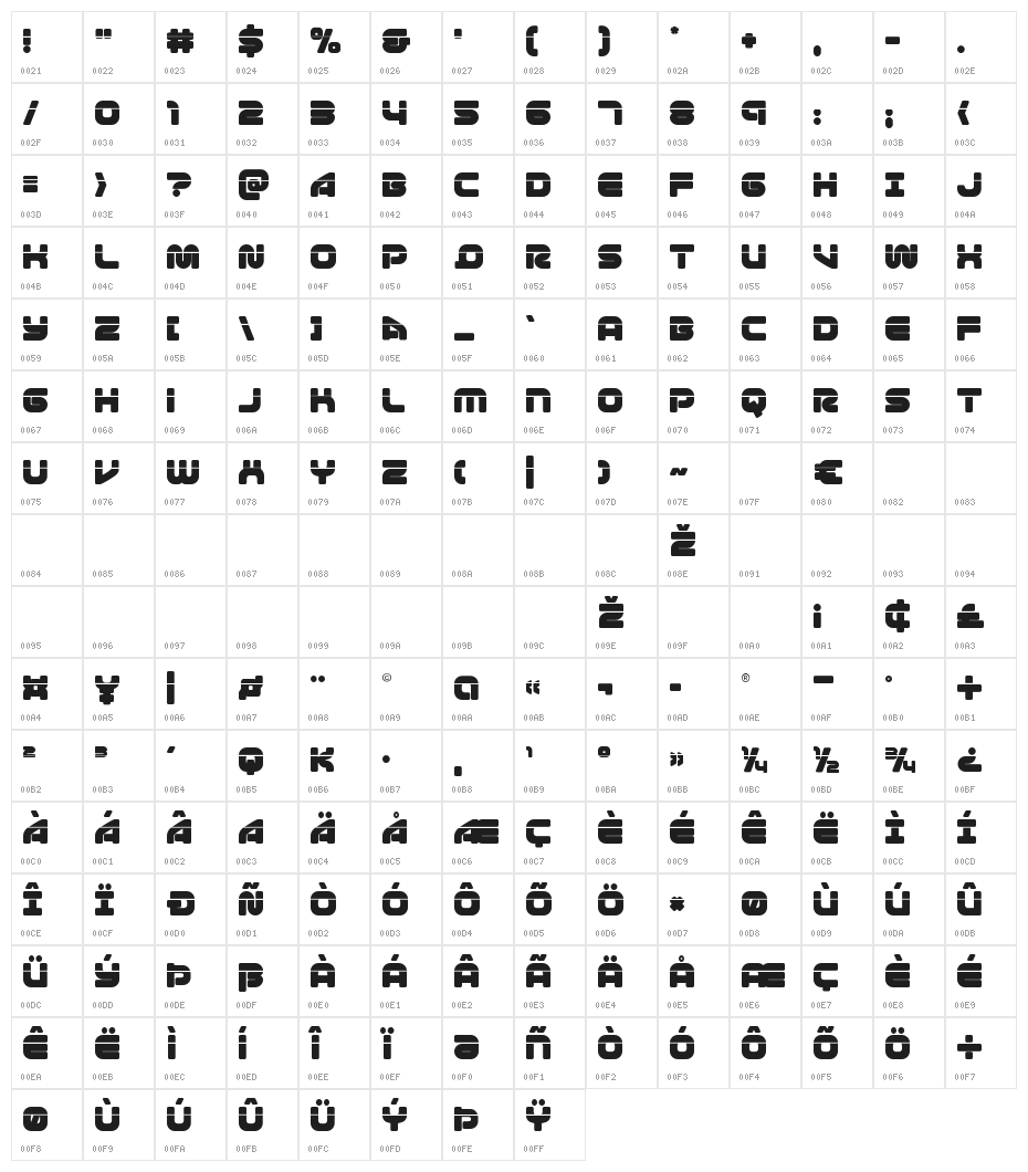 1st Enterprises Laser Character Map