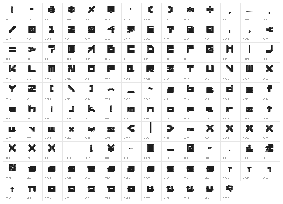 !Square Engine 350 Latex Bold Character Map