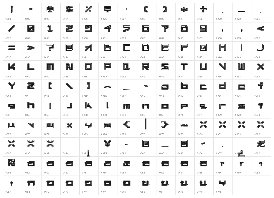 !Square Engine 350 Latex Character Map