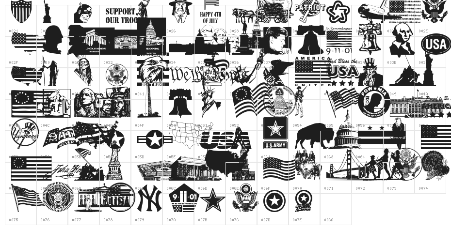 4th of July Reflections Character Map