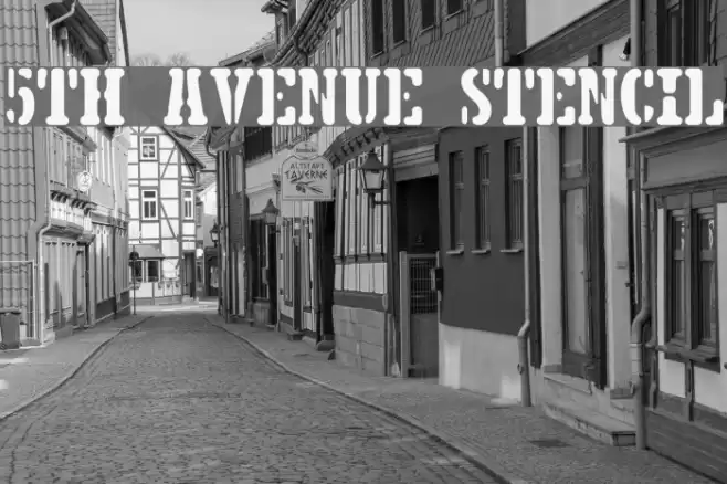 5TH AVENUE STENCIL Font examples