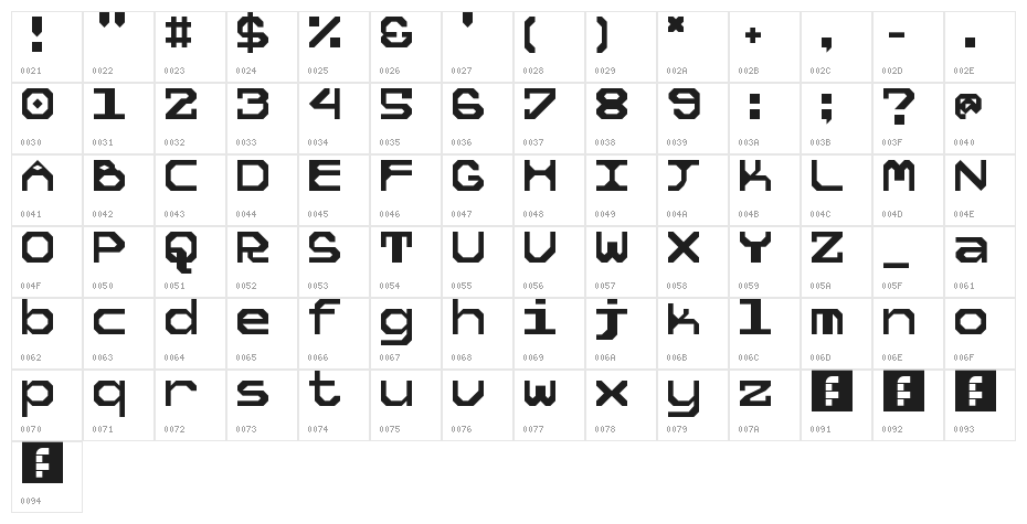 5Tekknosystem Regular Character Map