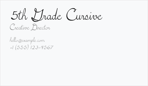 5th Grade Cursive Business Card