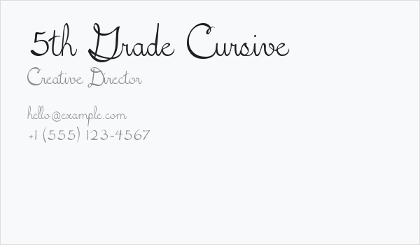 5th Grade Cursive Business Card