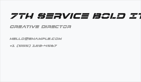 7th Service Bold Italic Business Card