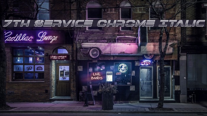 7th Service Chrome Italic Font examples