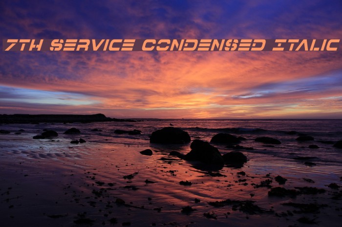 7th Service Condensed Italic Font examples