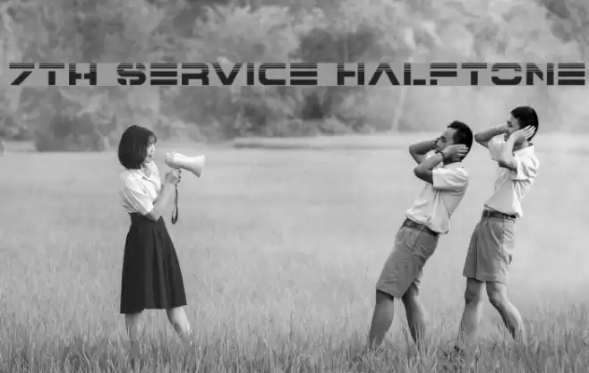 7th Service Halftone Font examples