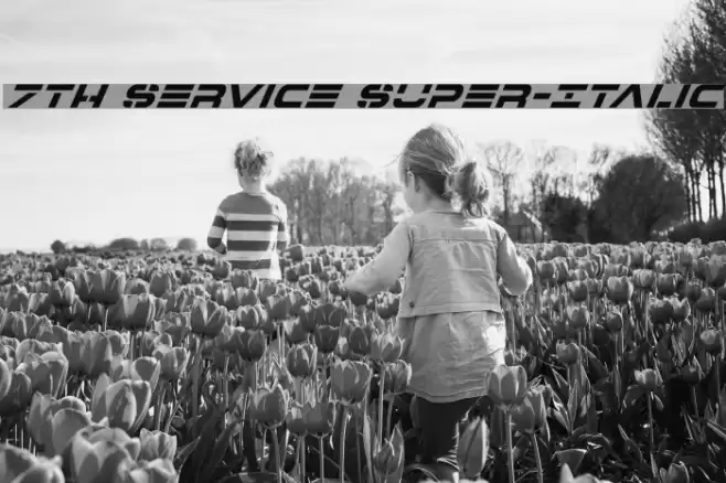 7th Service Super-Italic Шрифта examples