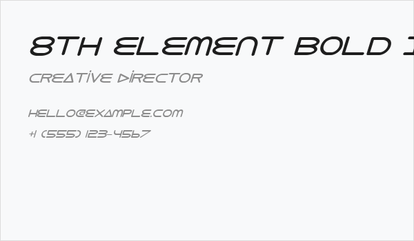 8th Element Bold Italic Business Card