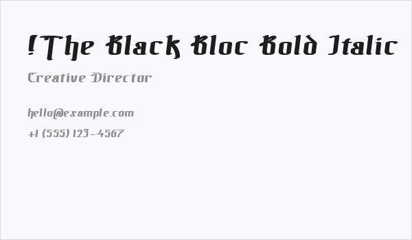 !The Black Bloc Bold Italic Business Card