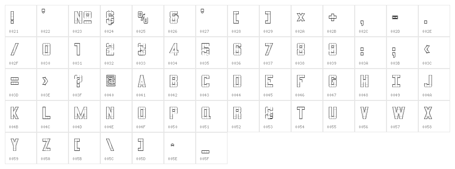 3x5  Outline Character Map