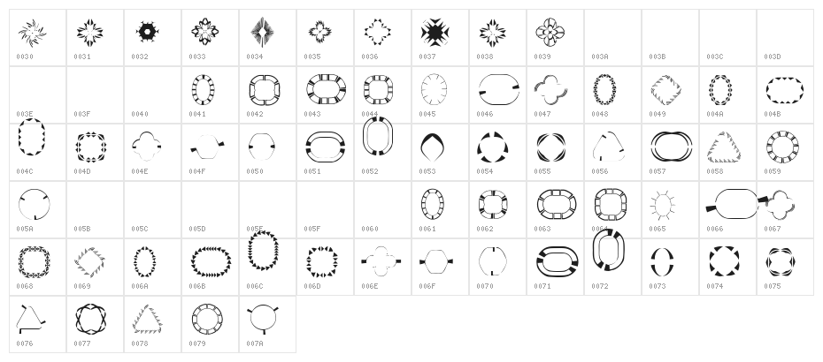 4YEOframes Character Map