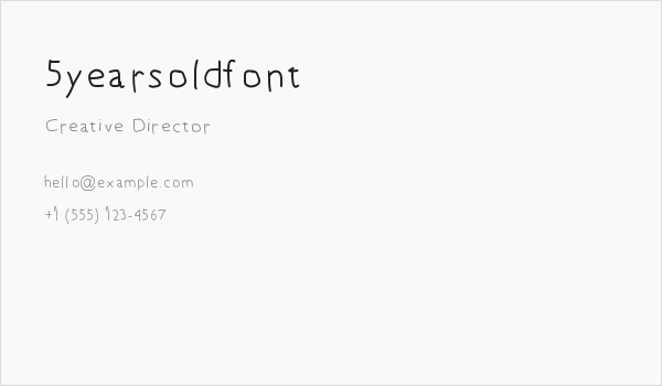 5yearsoldfont Business Card