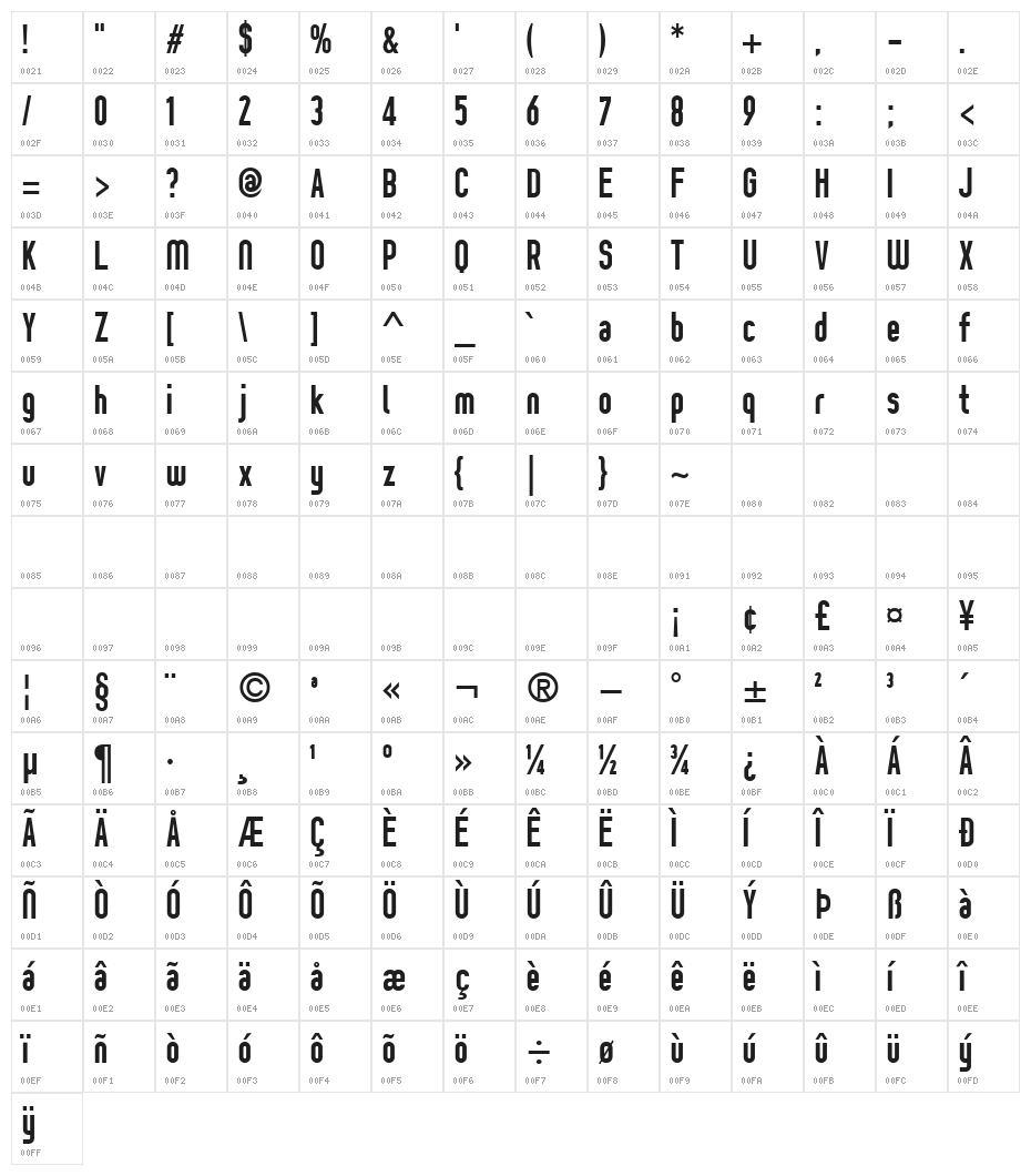 [z] Prozak Bold Character Map