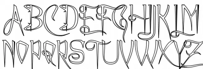 A Charming Font Outline Caratteri MAIUSCOLE