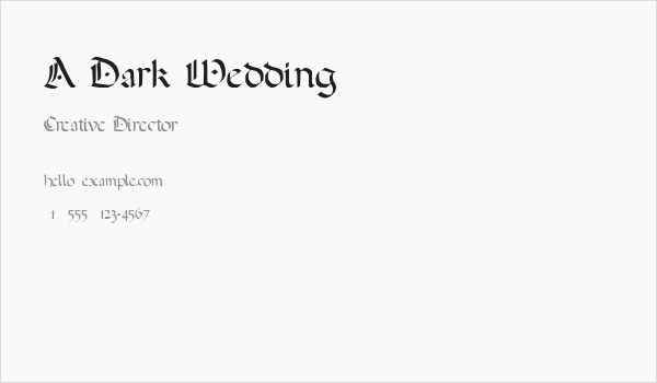 A Dark Wedding Business Card