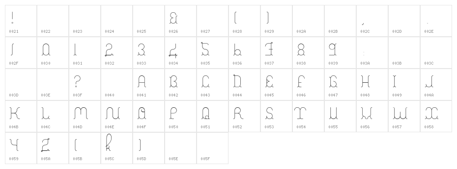 A La Nage Light Character Map