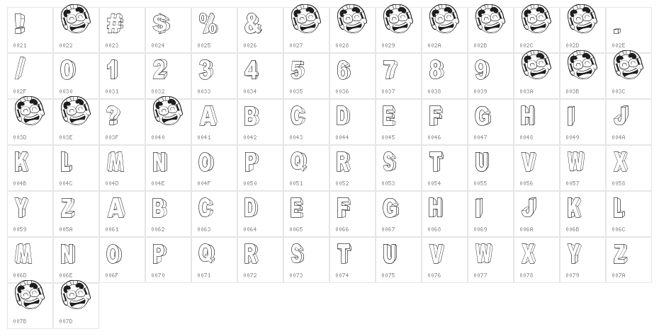 A-Ryal-Black-Block Character Map